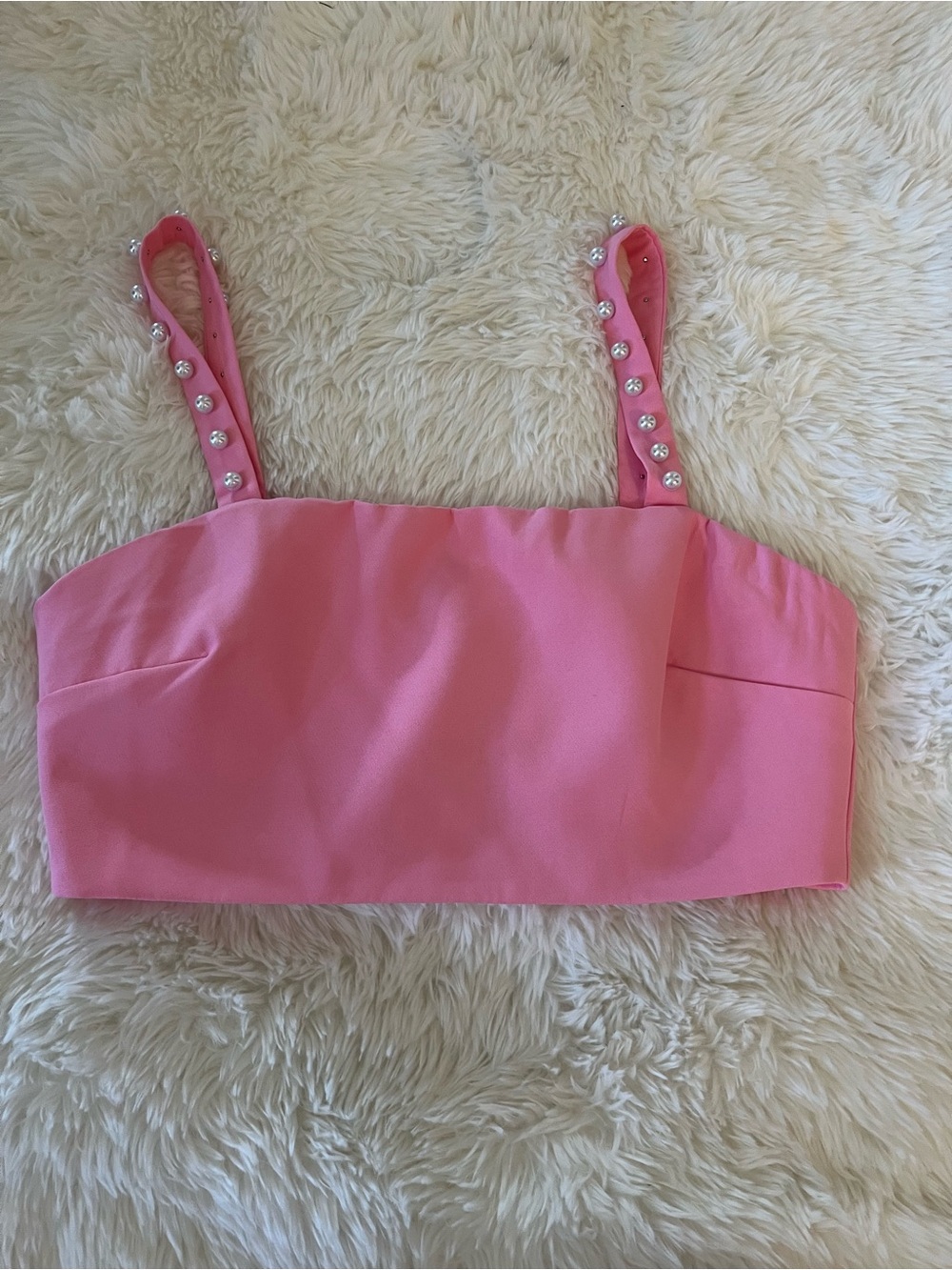Apricot Lane Pink Pearl-Strap Crop Top
